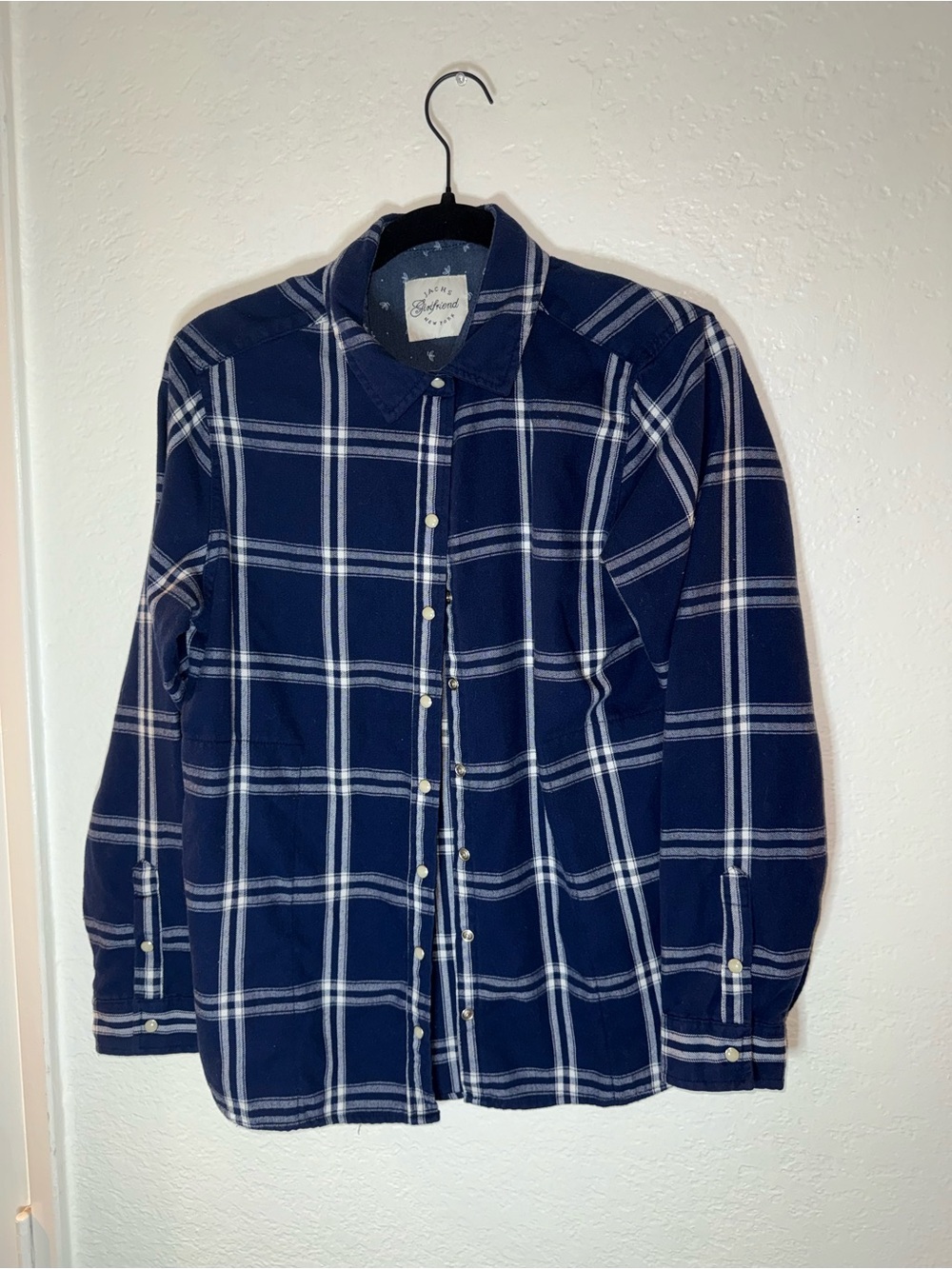 Jachs Navy and White Plaid Button-Down Shirt